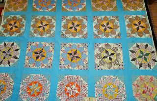 Vintage Hand Done Fine Stitched Star Pinwheel Quilt Thin Twin Real Beauty 2