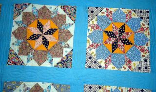 Vintage Hand Done Fine Stitched Star Pinwheel Quilt Thin Twin Real Beauty 3