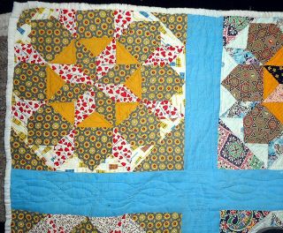 Vintage Hand Done Fine Stitched Star Pinwheel Quilt Thin Twin Real Beauty 5