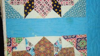Vintage Hand Done Fine Stitched Star Pinwheel Quilt Thin Twin Real Beauty 6