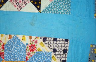 Vintage Hand Done Fine Stitched Star Pinwheel Quilt Thin Twin Real Beauty 7