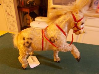 Very Cute White Plush Like Wind Up Horse With Rabbit Fur Mane/tail Saddle/bridle
