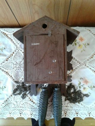 Antique German Cuckoo Clock for repair dark wood 2