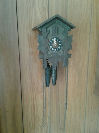 Antique German Cuckoo Clock for repair dark wood 4