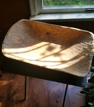 Large Wood Dough Bowl Trencher Table Centerpiece Primitive Decor Carved