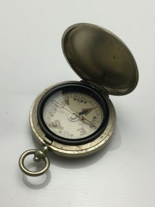 Vintage Full Hunter Compass Pocket Watch Style Nickel Case