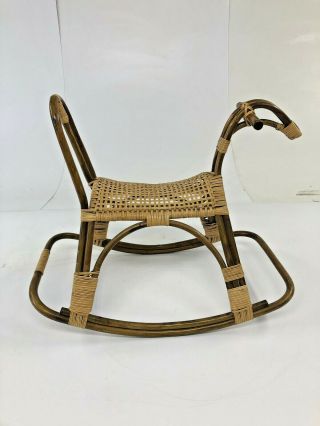 Vintage Bentwood Rocking Horse Cane Toy Wood Mid Century Modern Franco Albini