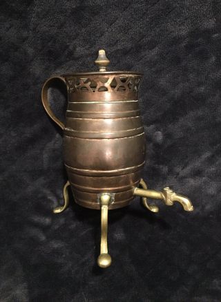Antique Arts & Crafts Era Footed Copper Brass Beer Barrel Samovar
