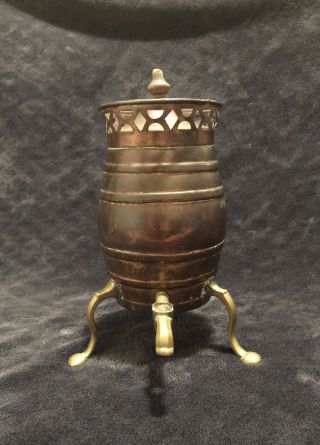 Antique Arts & Crafts Era Footed Copper Brass Beer Barrel Samovar 3