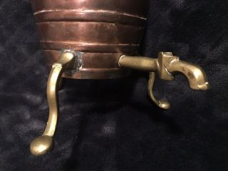 Antique Arts & Crafts Era Footed Copper Brass Beer Barrel Samovar 4