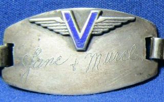 Wwii Sterling China,  Russia,  England,  U.  S.  Flags V For Victory Engraved Bracelet