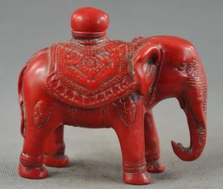 Collectable Delicate Handwork Coral Carve Elephant Auspicious China Snuff Bottle