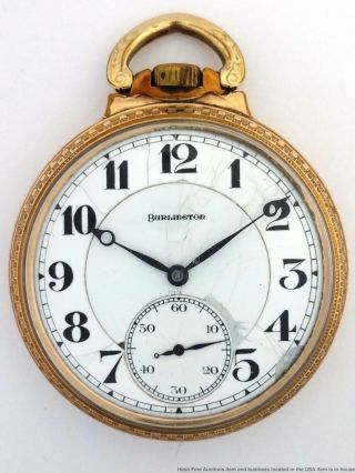 Burlington 21j Illinois Railroad 16s Pocket Watch In Worn Hamilton Case Antique
