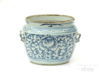 19th C.  Chinese Export Porcelain Blue White Pot Qing Dynasty