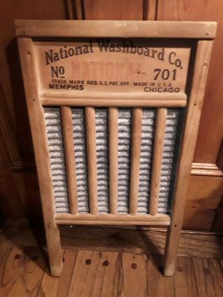 Vintage National Washboard " The Zinc King " No 701 Wash Board Top Notch 24 X 13