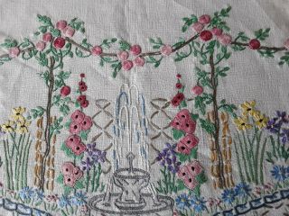 Vintage Hand Embroidered Linen Tea Cosy Floral Vgc Flowers Art Deco Embroidery