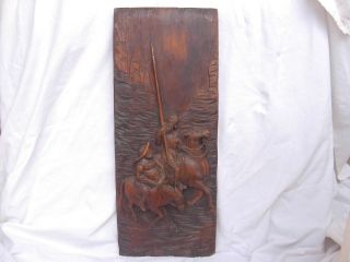 Antique French Carved Fir Wood Panel,  Don Quichotte,  Late 19th Century.