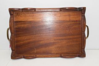 Vtg Mid Century Modern Teak Wood Rectangular Serving Tray Bed Breakfast Wooden 2