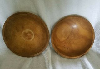 Set Of (2) Vintage 10 " Wooden Dough Bowls.