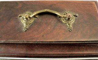 Antique Mahogany Bombé WOOD Jewelry BOX Tea CADDY Orig Handle,  Feet - Estate Find 5