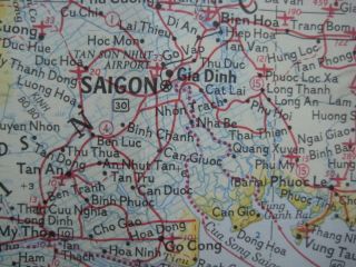 Large 1967 Map VIETNAM LAOS CAMBODIA THAILAND Khe Sanh Da Nang Saigon Hanoi Hue 3