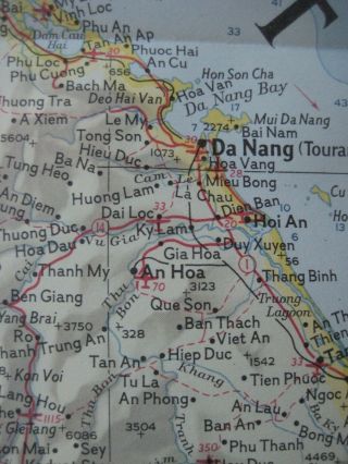 Large 1967 Map VIETNAM LAOS CAMBODIA THAILAND Khe Sanh Da Nang Saigon Hanoi Hue 4
