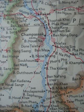 Large 1967 Map VIETNAM LAOS CAMBODIA THAILAND Khe Sanh Da Nang Saigon Hanoi Hue 8