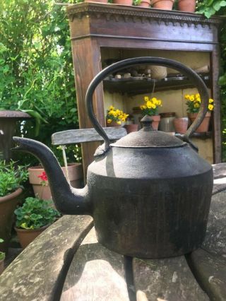 Vintage Cast Iron Baldwin 6 Pint Gypsy Kettle With Lid