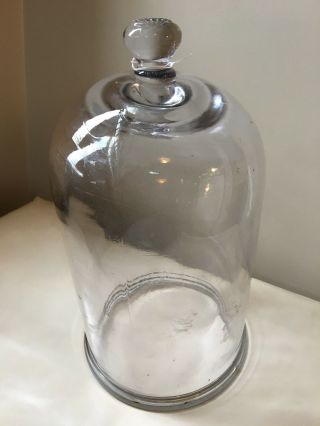 Antique Blown? Thick Wavy Glass 12” Glass Vacuum Laboratory Bell Jar Cloche