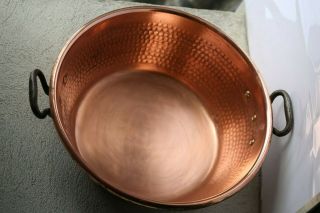 Antique Vintage Copper Jam Preserve Pan Roll Top Hammered French 40cm/16 " 6.  6lbs