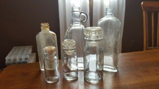 Vintage Clear Glass Bottles Apothecary Pinex Castoria