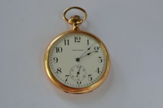 Antique Waltham Gold Plated Pocket Watch,  46 Mm In Size