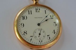 Antique WALTHAM Gold Plated Pocket Watch,  46 mm in size 2