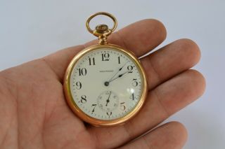 Antique WALTHAM Gold Plated Pocket Watch,  46 mm in size 6