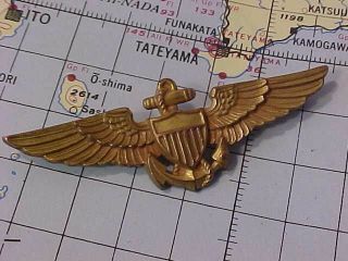 Wwii Usn Naval Aviator Full Size Wings Rare Maker J/o Sterling