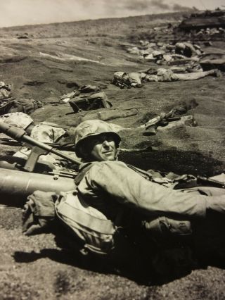 RARE WW2 Iwo Jima Photograph TYPE - 2 D - Day Joe Rosenthal USMC 4th Division 3