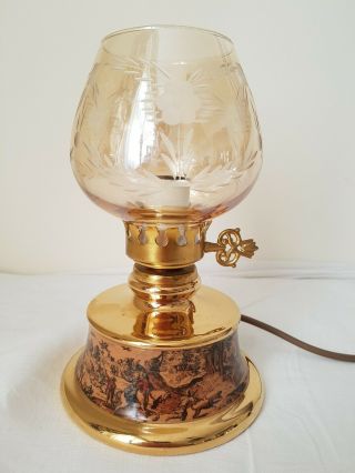 Vintage Italian Florentine Hand Made Gold Gilt Cut Glass Table Lamp