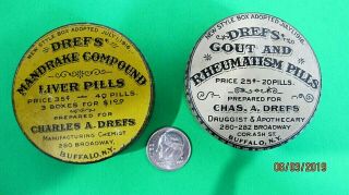 2 Vintage Medicine Tins,  Dref 