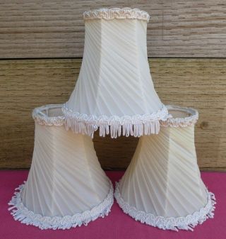 3 Vintage Yellow Clip On Light Shades Lampshade With Tassels
