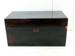 Lovely Antique Victorian Rosewood Timber Tea Caddy With Boxes Box & Key