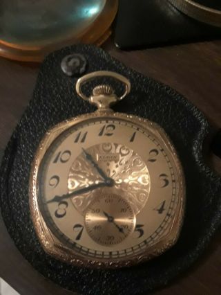 Elgin 17j 18k Gold Filled Octagonal Case Open Face Pocket Watch, .  Perfect Time