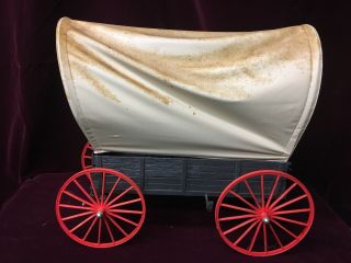 1960 ' S Marx Johnny West Covered Wagon w/ Accessories & Orig Instructions 2