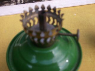 Vintage Green Enamel Kelly / Pixie / Nursery Oil Lamp Lantern with Weighted Base 2