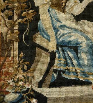 MID/LATE 19TH CENTURY NEEDLEPOINT PICTURE OF A WOMAN SPINNING THREAD - c.  1870 7