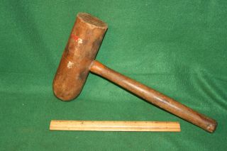 19thC Antique Primitive Carpenters Wheelright ' s Wooden Mallet Tool INV PJ24 2