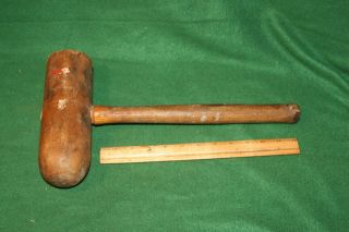 19thC Antique Primitive Carpenters Wheelright ' s Wooden Mallet Tool INV PJ24 3