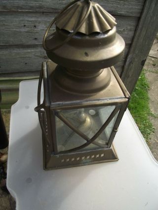 Antique Vintage Oil Lamp,  Wick,  Brass Glass Guards,  Funnel,  Railway Lantern,  Upcycle