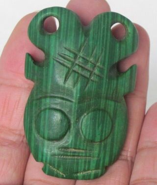 2.  4 " Hongshan Culture Hand - Carved Sun God Carving Black Malachite Pendant