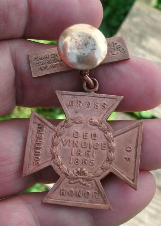 CONFEDERATE VETERANS SOUTHERN CROSS OF HONOR MEDAL CORPORAL F.  H.  THORNTON 4