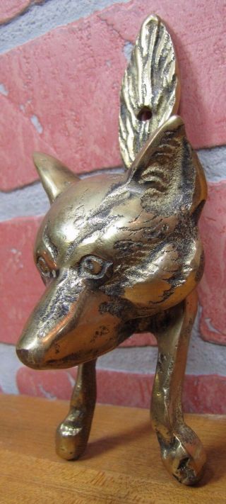 Vintage Brass Dog Wolf Coyote Head Figural Door Knocker Architectural Hardware